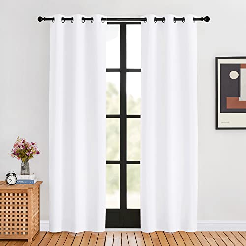 White Curtains 80 inch Length 2 Panels Set for Living Room (Pure White / 34"W x 80"L (Pack of 2))