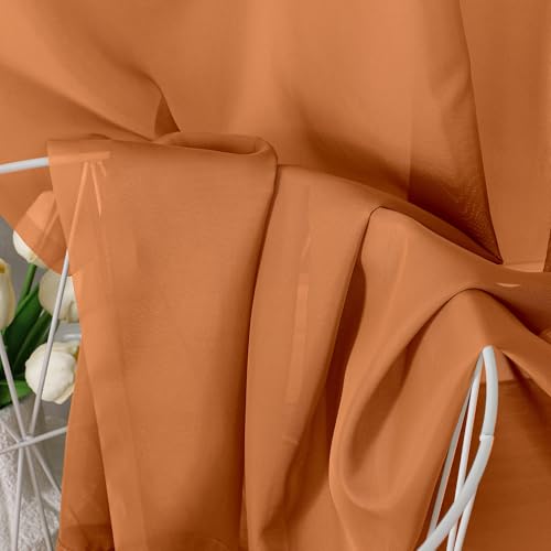 Orange Sheer Curtains 84 Inches Long 2 Panels Set (40"W x 84"L (Pack of 2) / Orange)