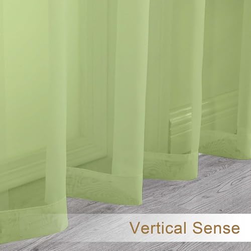 Lime Sheer Curtains 45 Inch Long 2 Panels (Lime / 42"W x 45"L (Pack of 2))