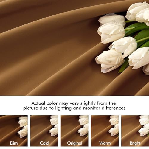 Golden Brown Back Tab Blackout Curtains 52x84 Inch Length 2 Panels (Golden Brown / 52"W x 84"L (Pack of 2))