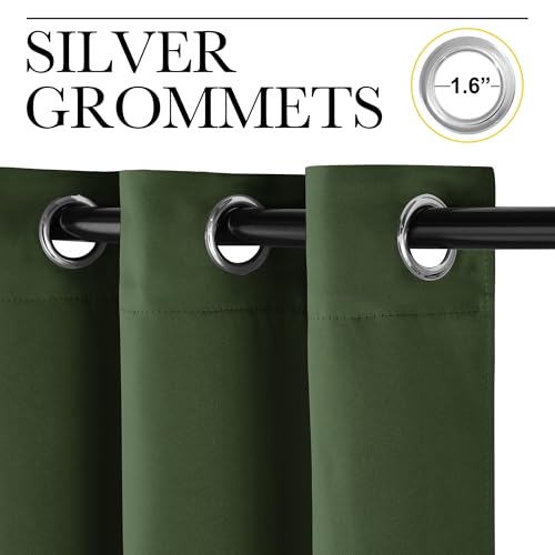 Dark Green Curtains for Bedroom (Dark Green / 52"W x 63"L (Pack of 2))