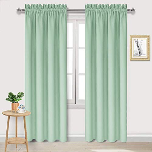 Blackout Curtains for Bedroom Living Room 38 x 84 Inch Long 2 Panels (Light Green / 38"W x 84"L (Pack of 2))