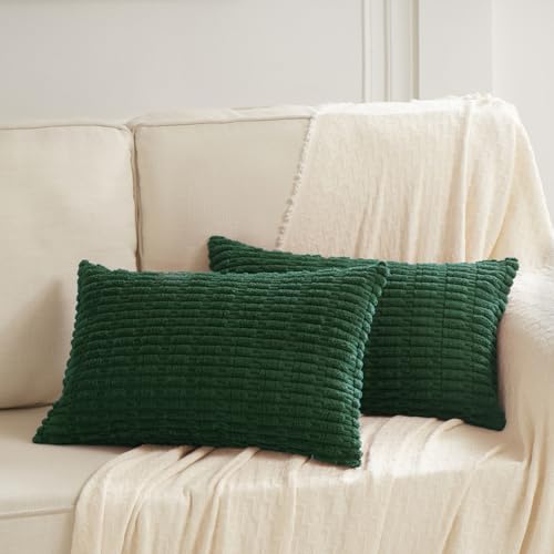 4 Packs Decorative Throw Pillow Covers for Living Room Couch Bed (24" x 16" (Pack of 4) / Dark Green)