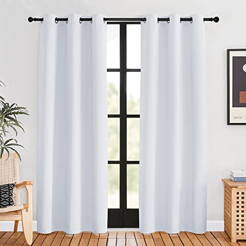 Room Darkening Curtain Panels for Bedroom (Greyish White / 42"W x 80"L (Pack of 2))