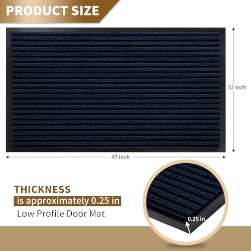 Front Door Mat Outdoor Indoor 47x32 (Navy Blue / 47x32 Inch)