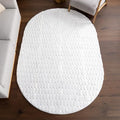 Nia White Geometric Washable Area Rug (Nia White / 5' x 7'6" (Oval))