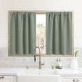 Blackout Curtains French Door Curtain Window Covering Rod Pocket (Grayish Green / 29"W x 45"L (Pack of 2))