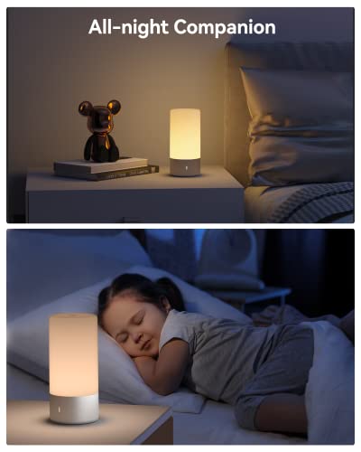 Table Lamp [Advanced] Bedside Touch Control Lamp for Bedroom 3 Level Dimmable Warm White Lights with 256 RGB Color Mode Modern Deisgn Smart Nightstand Desktop LED Lamps Portable for Read (Gray)