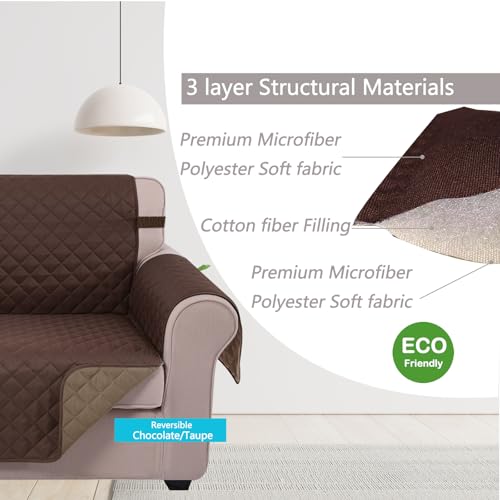 4 Seater Sofa Cover 91''Large Couch Cover (Chocolate/Taupe / 91''sofa Xxl - Xxl Large)