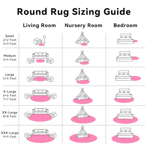 Hot Pink Round Rugs for Bedroom (6 Ft Round / Hot Pink)