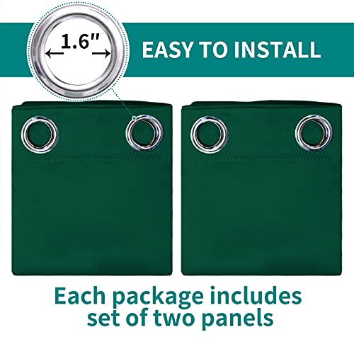 Green Blackout Curtains 84 Inch Length 2 Panels Set (Emerald Green / 46"W x 84"L (Pack of 2))
