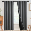 Grey 100% Blackout Curtains Room Darkening Living Room 84 Inch (Grey / 52"W x 84"L (Pack of 2))