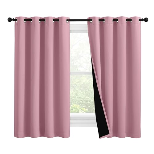100% Blackout Curtains with Black Liners (Crystal Pink / 55"W x 57"L (Pack of 2))