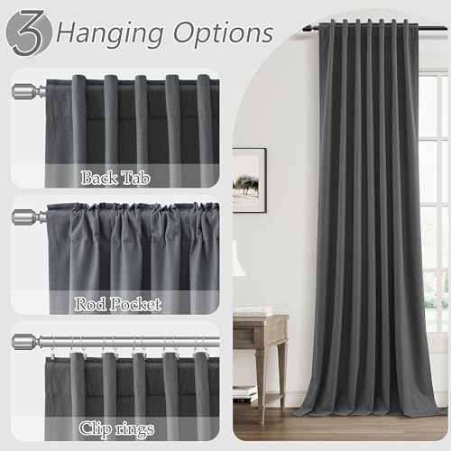 100% Blackout Curtains 84 Inch Length 2 Panels Set for Living Room Bedroom Back Tab Thermal Insulated Black Out Linen Drapes Room Darkening Blazer Grey (Blazer Grey / 52"W x 84"L (Pack of 2))