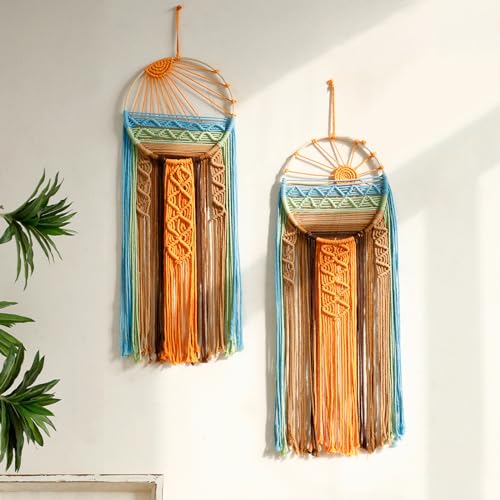 2 Pack Macrame Hanging Tapestry Sun Wall Decor (2 Pcs)