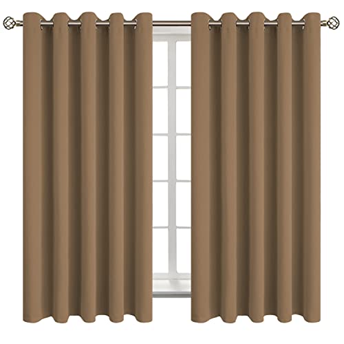 Taupe Blackout Curtains for Bedroom 63 Inch Long (Taupe / 70"W x 70"L (Pack of 2))
