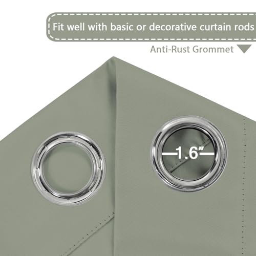 Blackout Patio Curtains 100 x 108 Inches for Sliding Door Extral Wide Blackout Curtain Panels Thermal Insulated Room Divider (100"W x 108"L (Pack of 1) / Sea Grass)