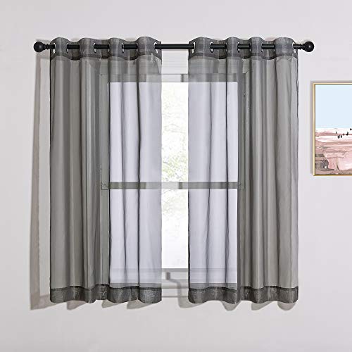 Voile Sheer Window Curtain Panels (Dark Grey / 54"W x 54"L (Pack of 2))