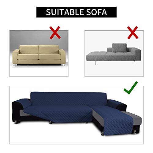 Reversible L Shape Sectional Couch Cover (X-Large / Navy/Navy)