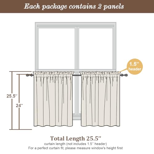 Sheer Light Grey Tier Curtains 24 Inch Length (Light Grey / 42"W x 24"L (Pack of 2))