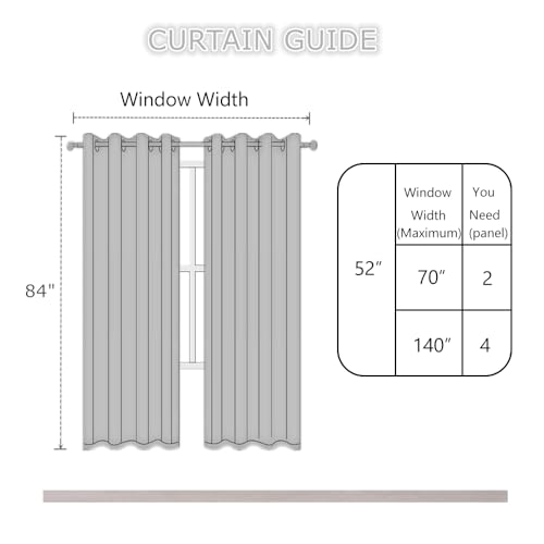 Light Beige Blackout Curtains 52 x 84 Inch Long Beige Curtains Set of 2 Panels Room Darkening Curtains for Living Room (Light Beige / 52"W x 84"L (Pack of 2))