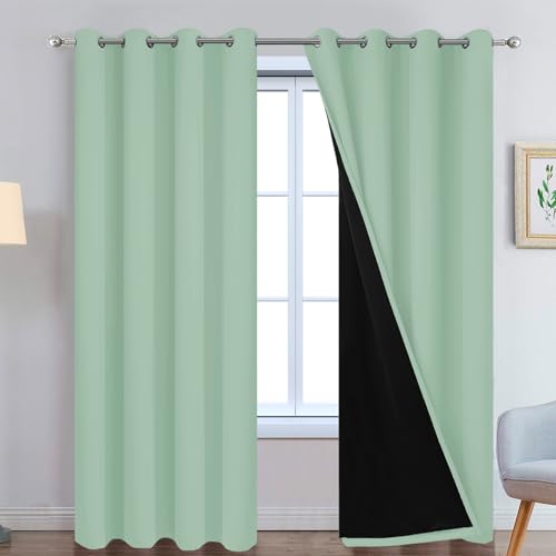 Light Sage 100% Blackout Curtains 96 Inches Long 52" Wide (52"W x 96"L (Pack of 2) / Light Sage)