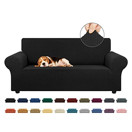 Stretch Loveseat Couch Cover (Black / Medium)