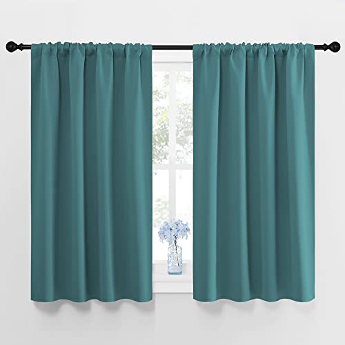 Window Curtains Blackout Drapes (Sea Teal / 42"W x 45"L (Pack of 2))