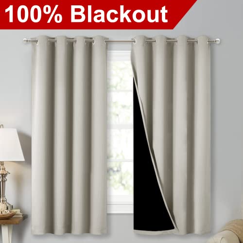 Extra Long Truly Blackout Drapes for Hall and Villa (Natural / 46"W x 45"L (Pack of 2))