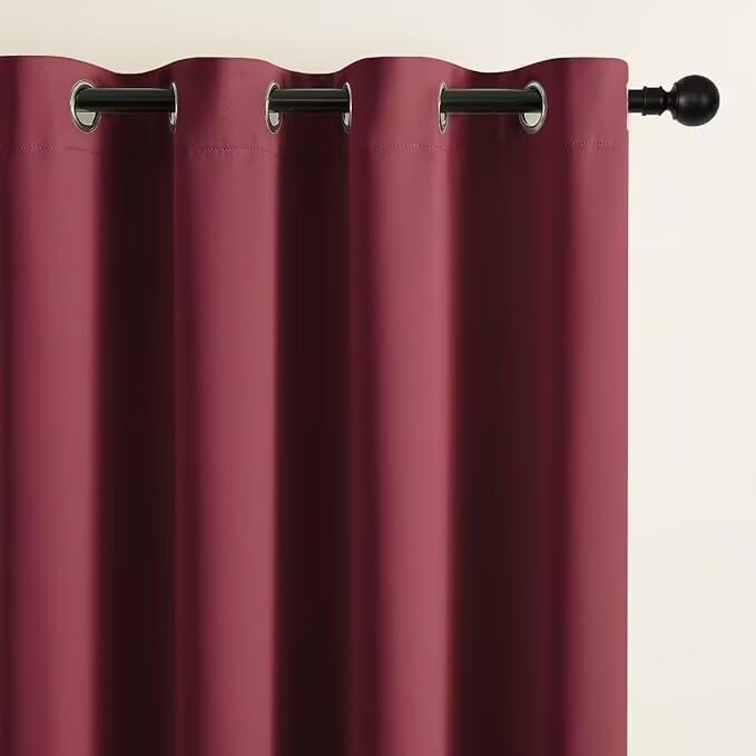 Blackout Curtains for Bedroom 90 inch Long 2 Panels (Burgundy Red / 52"W x 90"L (Pack of 2))