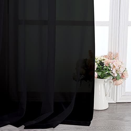 Extra Long Black Sheer Curtains 144 inch 2 Panels Set (Black / 42"W x 144"L (Pack of 2))
