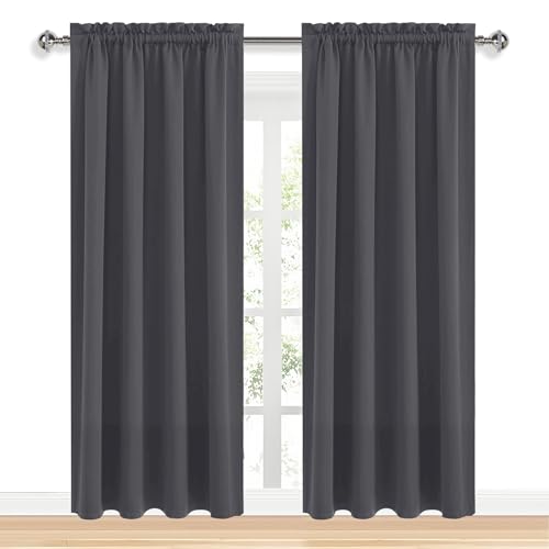 Blackout Curtains for Bedroom 52 x 84 Inch Long Dark Grey 2 Panels (Dark Grey / 52"W x 84"L (Pack of 2))