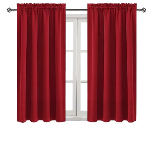Blackout Curtains for Bedroom Living Room 38 x 45 Inch Long Red (Red / 38"W x 45"L (Pack of 2))