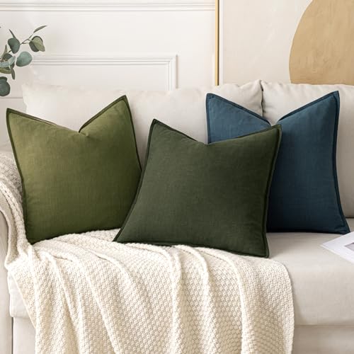 Decorative Linen Pillow Covers 18x18 Inch Green (Green / 18" x 18" (Pack of 2))