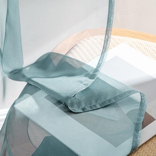 Dusty Blue Sheer Curtains 84 Inches Long 4 Panels 42 x 84 Inches (42"W x 84"L (Pack of 4) / Dusty Blue)