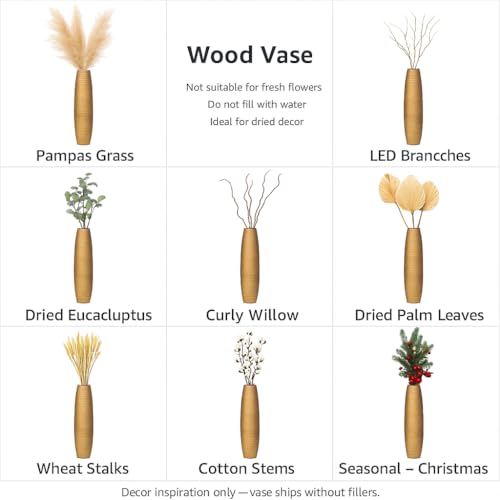Large Floor Vase 34 inches Mango Wood for Pampas Grass (34 inches / Gold)