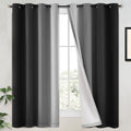 100% Blackout Curtains Ombre Black Curtains for Bedroom 63 Inch (52"W x 63"L (Pack of 2) / Black 2 Layers)