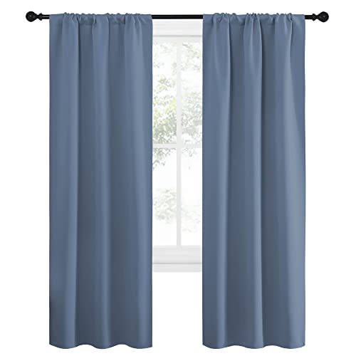 Blackout Curtains for Living Curtains (Stone Blue / 34"W x 72"L (Pack of 2))