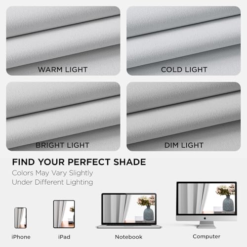 White Curtains 90 Inches Long 2 Panels Set (Greyish White / 52"W x 90"L (Pack of 2))