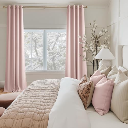 Blush Pink Room Darkening Curtains 54 Inches Long 2 Panels (Blush Pink / 40"W x 54"L (Pack of 2))