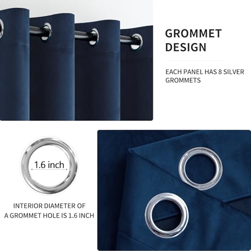 Velvet Curtains Navy Blue 52 x 108 Inch Length Set of 2 (Navy Blue / 52"W x 108"L (Pack of 2))