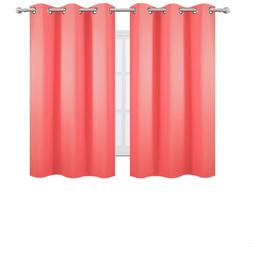 Coral Blackout Curtains 42 x 54 Inch Length Set of 2 Panels Grommet Bedroom Curtains for Living Room (Coral / 42"W x 54"L (Pack of 2))
