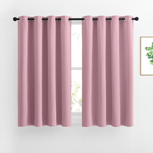 Blackout Curtains 54 inch Length for Bedroom (Crystal Pink / 46"W x 54"L (Pack of 2))