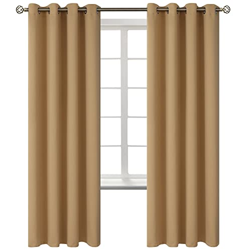 Blackout Curtains for Bedroom (Khaki / 52"W x 72"L (Pack of 2))