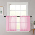 Kitchen Curtains 24 Inch Length Tier 2 Pieces (Pink / 42"W x 24"L (Pack of 2))