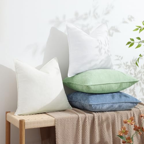 Chenille Blue Grey Velvet Throw Pillow Covers 12x20 Set of 2 (Blue Grey / 20" x 12" (Pack of 2))