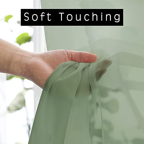 Sage Sheer Kitchen Valance for Windows Set of 2 (Sage Green / 42"W x 14"L (Pack of 2))