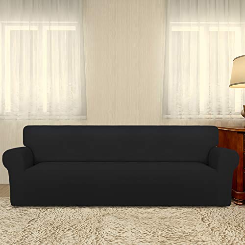 Stretch Couch Covers for Sofa 4 Seater Slipcovers Black (XX-Large 4-Seater Sofa / Black)