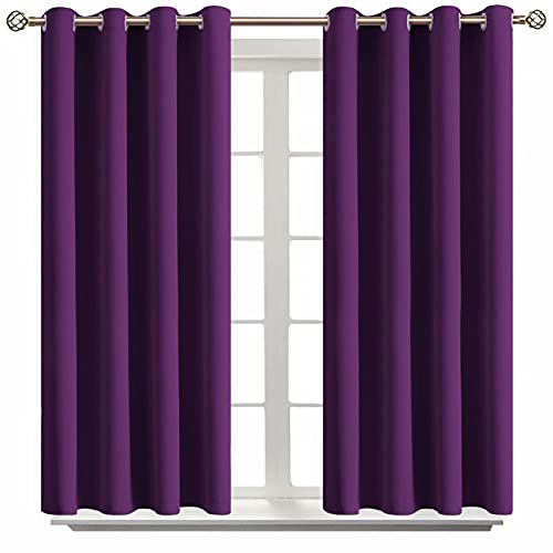 Purple Blackout Curtains for Bedroom 54 Inch Long (Purple / 52"W x 54"L (Pack of 2))