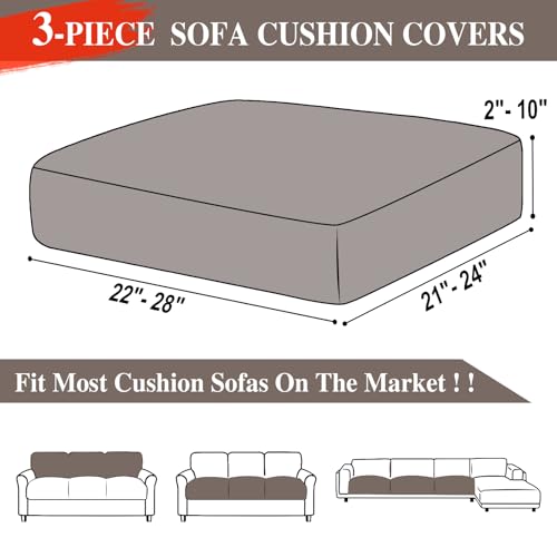 Couch Cushion Covers Seat Cushion Cover Stretch Couch Cover Separate Sectional Sofa Slipcovers Furniture Protector (Taupe / 3PC Seat Cover or Backrest)